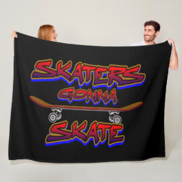 Skaters Gonna Skate Skateboard Red Blue Graffiti Fleecedecke
