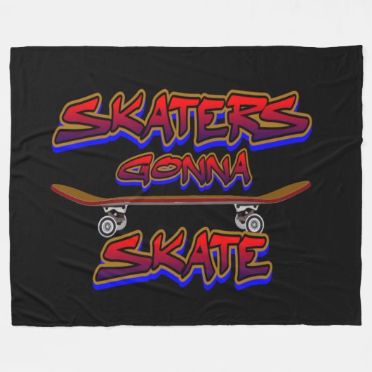 Skaters Gonna Skate Skateboard Red Blue Graffiti Fleecedecke (Vorderseite (Horizontal))