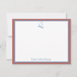 Skates with Soft Blues Personalized Note Card  Mitteilungskarte