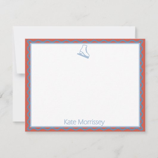 Skates with Soft Blues Personalized Note Card Mitteilungskarte (Vorderseite)