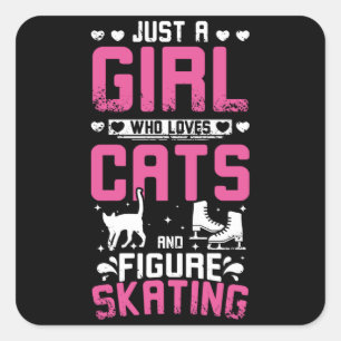 Skating And Cats Quadratischer Aufkleber