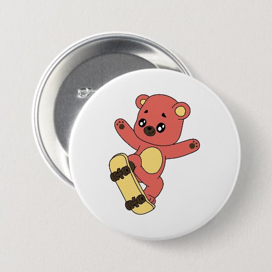 Skating Bear Button (Vorne & Hinten)
