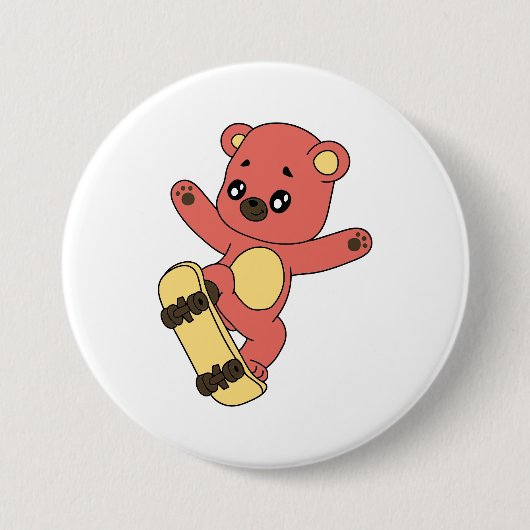 Skating Bear Button (Vorderseite)