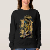 Skating Dinosaur rex on Skateboard Sweatshirt (Vorderseite)