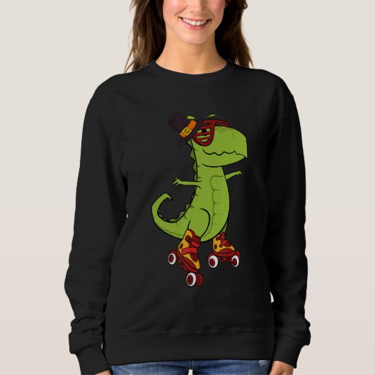 Skating Dinosaur Thanksgiving Day Cool Rex Roller  Sweatshirt (Vorderseite)