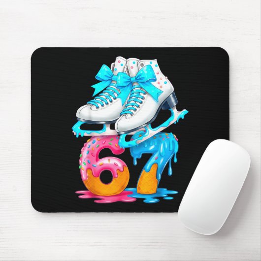 Skating Ice Cream Drip Number 67 Player 67th Birth Mousepad (Mit Mouse)