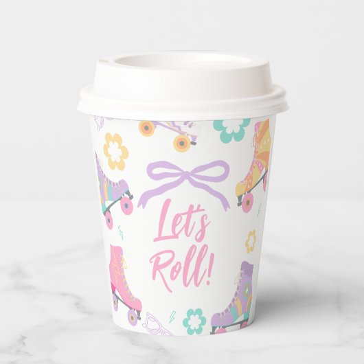 Skating Lets Roll Roller Skate Girl Birthday Pappbecher (Rückseite)