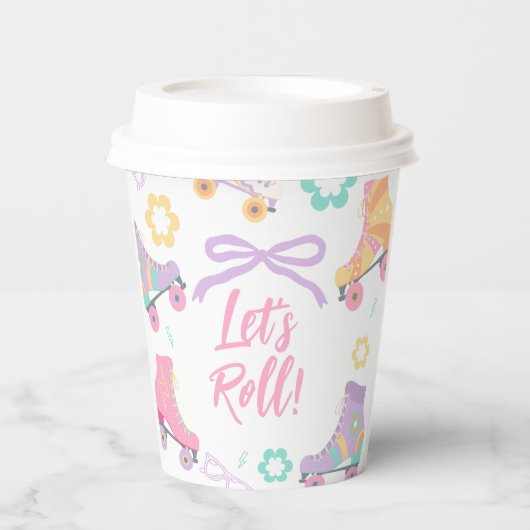 Skating Lets Roll Roller Skate Girl Birthday Pappbecher (Vorderseite)