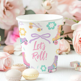 Skating Lets Roll Roller Skate Girl Birthday Pappbecher