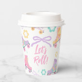 Skating Lets Roll Rollschuh Girl Geburtstag Pappbecher (Rückseite)