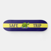 Skating turtle & calligraphy on blue & yellow skateboard (Horizontal)