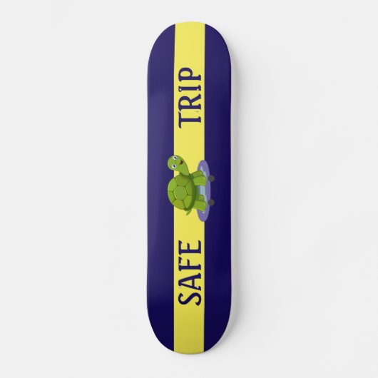 Skating turtle & calligraphy on blue & yellow skateboard (Vorderseite)
