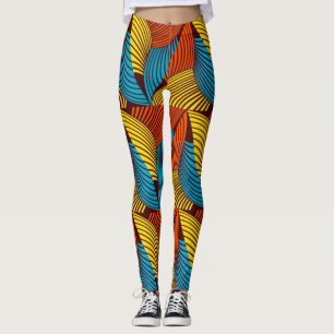 SKAYMARTS   Blaugelbe afrikanische Prints Leggings