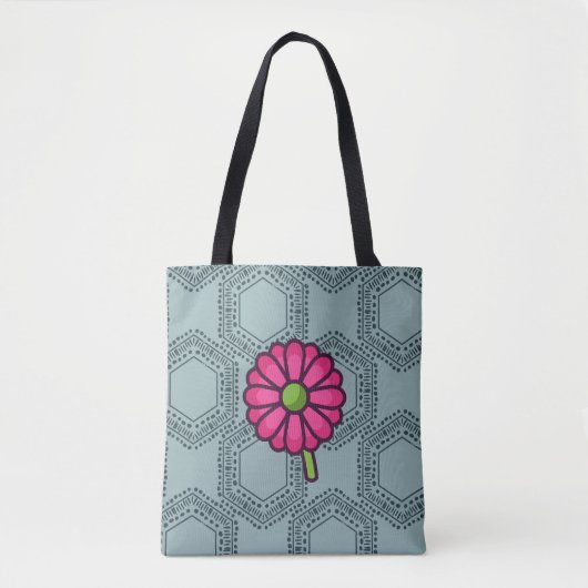 SKAYMARTS | Blue Boho Rose Design Shopping Bag Tasche (Vorderseite)