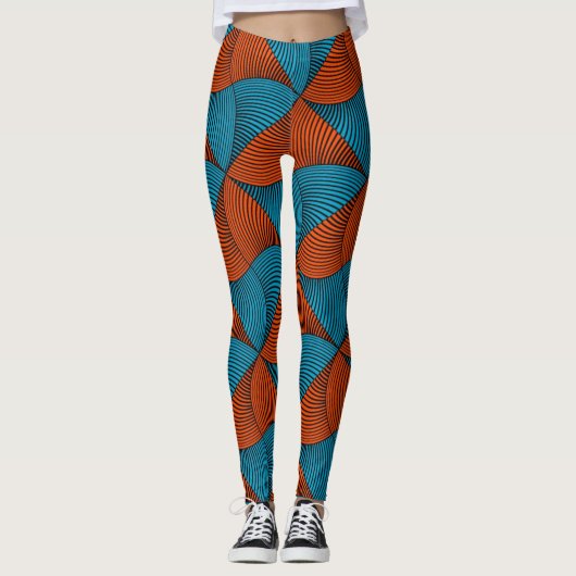 SKAYMARTS | Blue Pattern African Ankara Leggings (Vorderseite)
