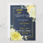 Skaymarts | Einzigartiges Navy Blue Floral Save th Save The Date (Vorderseite)