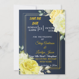 Skaymarts | Einzigartiges Navy Blue Floral Save th Save The Date