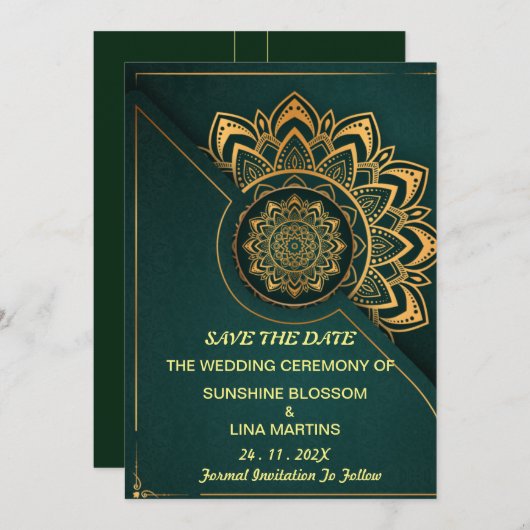 Skaymarts | Mandala Calligraphic Script Rette das Save The Date (Vorne/Hinten)