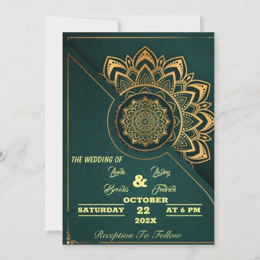 Skaymarts | Mandala Calligraphic script Wedding in Einladung (Vorderseite)