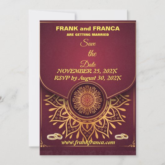 Skaymarts | Mandala Calligraphic Unique Script Sav Save The Date (Vorderseite)