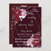 Skaymarts | Maroon Elegant Calligraphic Wedding I Einladung (Vorne/Hinten)