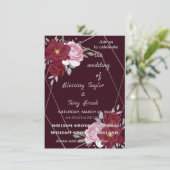 Skaymarts | Maroon Elegant Calligraphic Wedding I Einladung (Stehend Vorderseite)