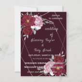 Skaymarts | Maroon Elegant Calligraphic Wedding I Einladung (Vorderseite)