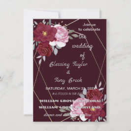Skaymarts | Maroon Elegant Calligraphic Wedding I Einladung