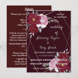Skaymarts | Maroon Elegant Calligraphic Wedding I Einladung