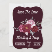 Skaymarts | Maroon Red Floral Save the Date (Vorderseite)