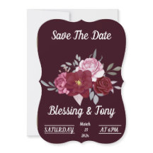 Skaymarts | Maroon Red Floral Save the Date