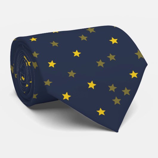 Skaymarts Navy Blue Golden Star Neck Tie Krawatte (Gerollt)