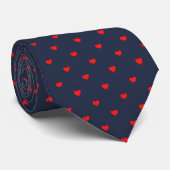 Skaymarts Navy Blue Red Hearty Design Neck Tie Krawatte (Gerollt)