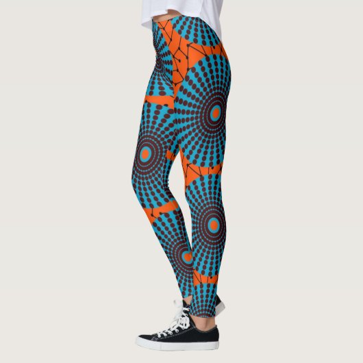 SKAYMARTS | Schwarz-Orange-afrikanische Prints-Leg Leggings (Links)