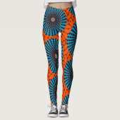 SKAYMARTS | Schwarz-Orange-afrikanische Prints-Leg Leggings (Vorderseite)