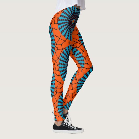 SKAYMARTS | Schwarz-Orange-afrikanische Prints-Leg Leggings (Rechts)