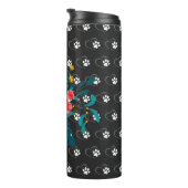 Skaymarts | Schwarzer Blütendesign Thermal Tumbler Thermosbecher (Nach rechts gedreht)