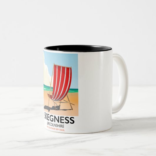 Skegness Lincolnshire Strandposter Zweifarbige Tasse (VorderseiteRechts)