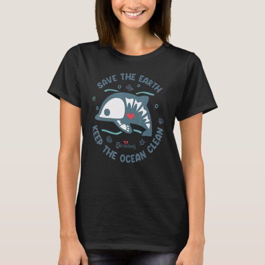 Skelanimals Dolphie Keep The Ocean Clean Girls T-Shirt (Vorderseite)