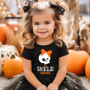 Skele Squad Bow Orange Halloween Familie Matching Baby T-shirt
