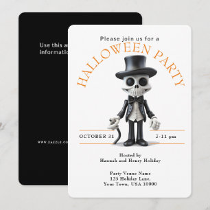 SKELEON IM HAT-Halloween-Party Einladung