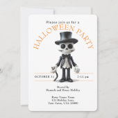 SKELEON IM HAT-Halloween-Party Einladung (Vorderseite)
