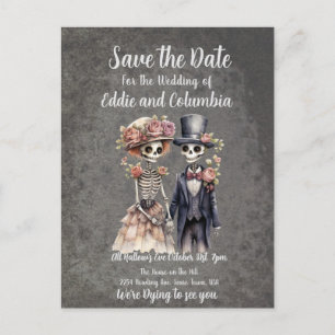 Skeletal Couple Save the Date Postkarte