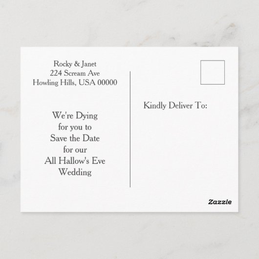 Skeletal Couple Save the Date Postkarte (Rückseite)