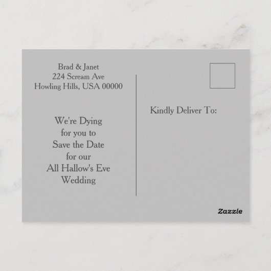 Skeletal Couple Save the Date Postkarte (Rückseite)