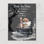 Skeletal Couple Save the Date Postkarte (Vorderseite)