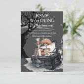 Skeletal Couple Wedding RSVP Karte (Stehend Vorderseite)