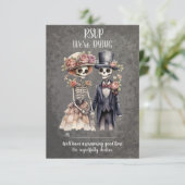 Skeletal Couple Wedding RSVP Karte (Stehend Vorderseite)