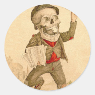 Skeletal Paperboy Runder Aufkleber