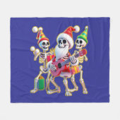 **Skeleton 3D Christm Santa Party – Funnyas Skelet Fleecedecke (Vorderseite (Horizontal))